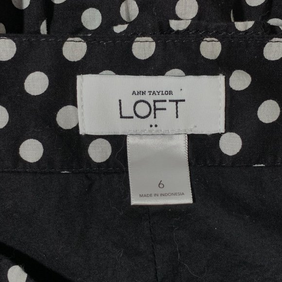 Ann Taylor -- Loft 100% Cotton Tiered Peplum Black/White Polka Dot Skirt Size 6 - Picture 6 of 7